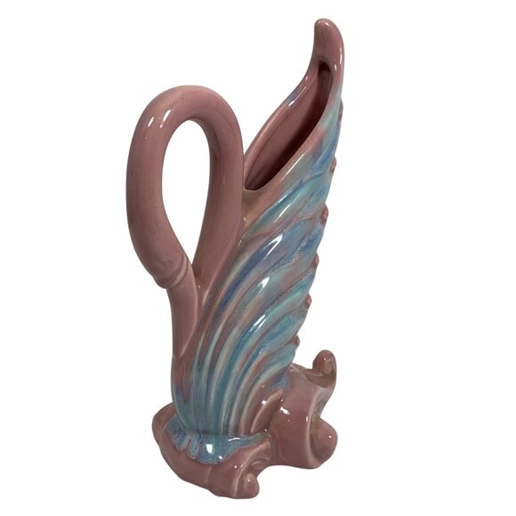 Royal Haeger Early Mauve Agate 9" x 7" Swan Pillow Vase Gorgeous Glazes USA - Picture 5 of 9